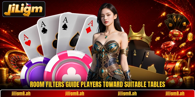 Room filters guide players toward suitable tables Room filters guide players toward suitable tables